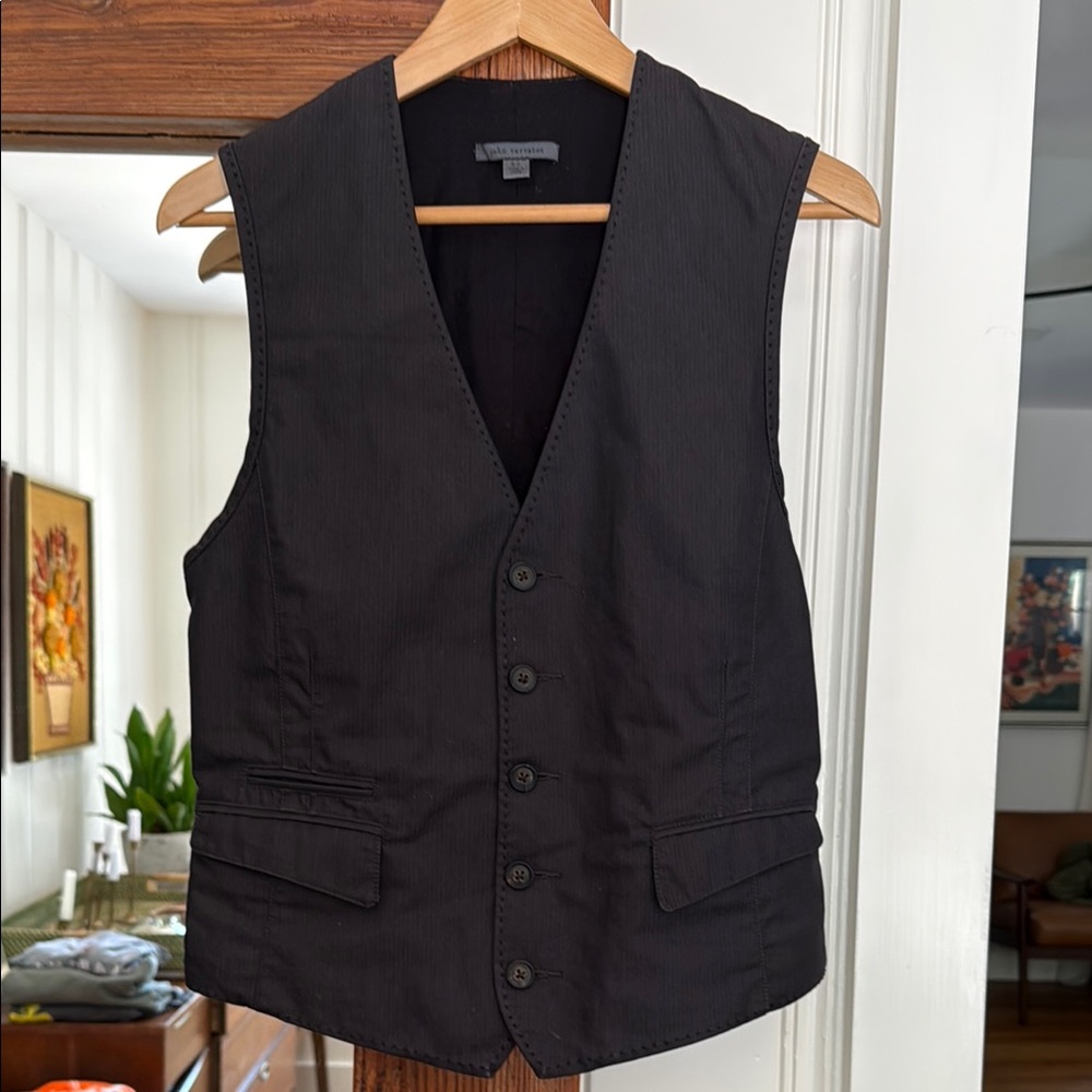 John Varvatos Black Button-Up Vest Sz  50